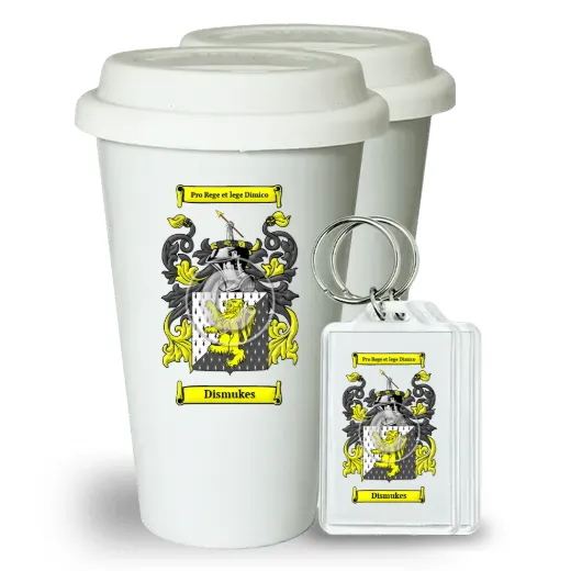 Dismukes Pair of Ceramic Tumblers with Lids and Keychains