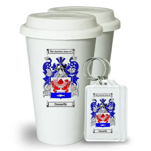 Donnelly Pair of Ceramic Tumblers with Lids and Keychains