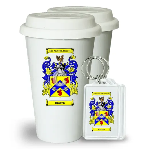 Draven Pair of Ceramic Tumblers with Lids and Keychains