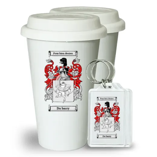 Du barry Pair of Ceramic Tumblers with Lids and Keychains