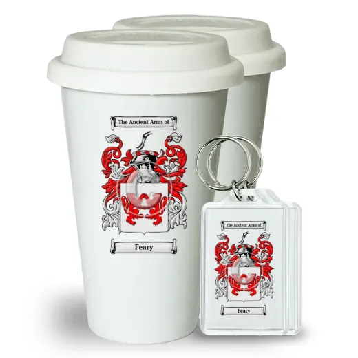 Feary Pair of Ceramic Tumblers with Lids and Keychains