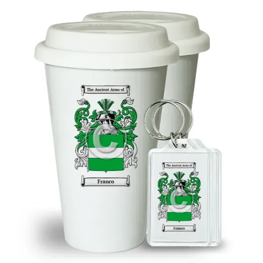 Franco Pair of Ceramic Tumblers with Lids and Keychains