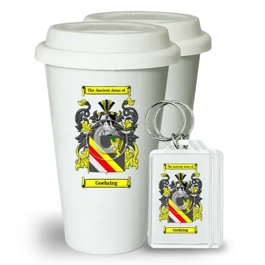Goehring Pair of Ceramic Tumblers with Lids and Keychains