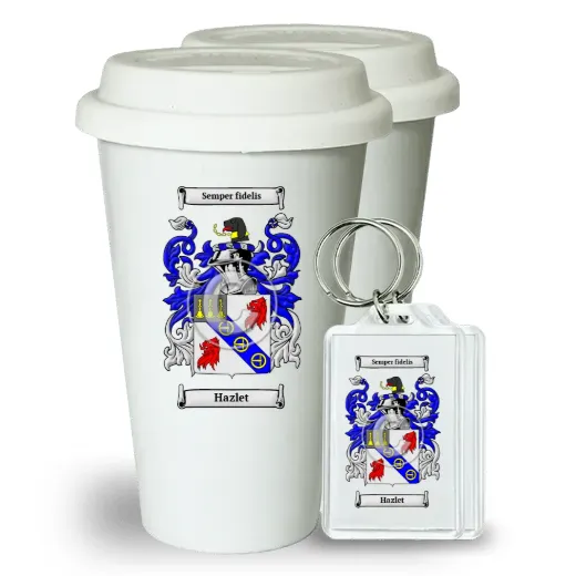 Hazlet Pair of Ceramic Tumblers with Lids and Keychains