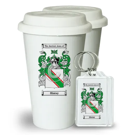 Hintay Pair of Ceramic Tumblers with Lids and Keychains