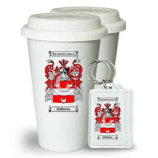 Holloway Pair of Ceramic Tumblers with Lids and Keychains