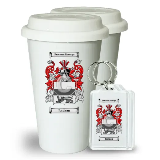 Jordaan Pair of Ceramic Tumblers with Lids and Keychains