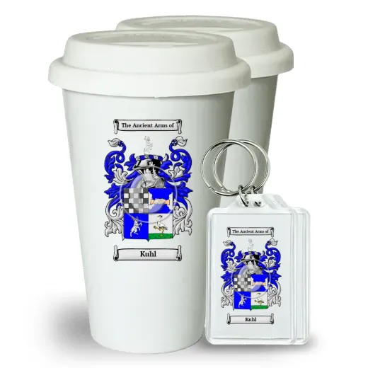 Kuhl Pair of Ceramic Tumblers with Lids and Keychains
