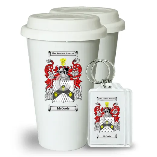 McCoole Pair of Ceramic Tumblers with Lids and Keychains