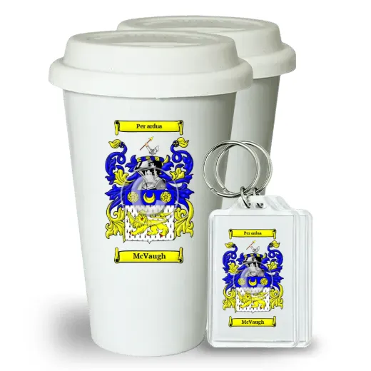 McVaugh Pair of Ceramic Tumblers with Lids and Keychains