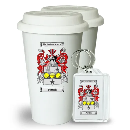 Puttick Pair of Ceramic Tumblers with Lids and Keychains