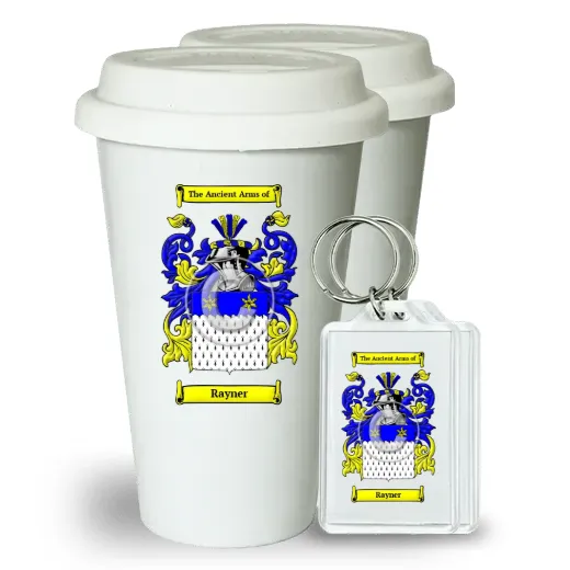 Rayner Pair of Ceramic Tumblers with Lids and Keychains