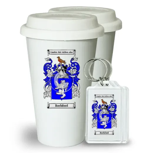 Rochford Pair of Ceramic Tumblers with Lids and Keychains