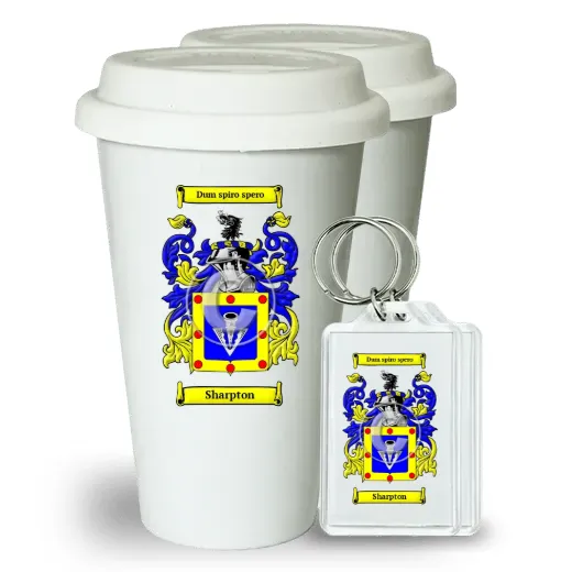 Sharpton Pair of Ceramic Tumblers with Lids and Keychains