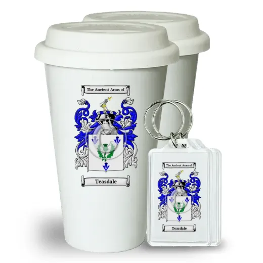 Teasdale Pair of Ceramic Tumblers with Lids and Keychains