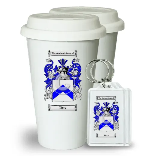 Titty Pair of Ceramic Tumblers with Lids and Keychains