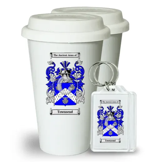 Townsend Pair of Ceramic Tumblers with Lids and Keychains
