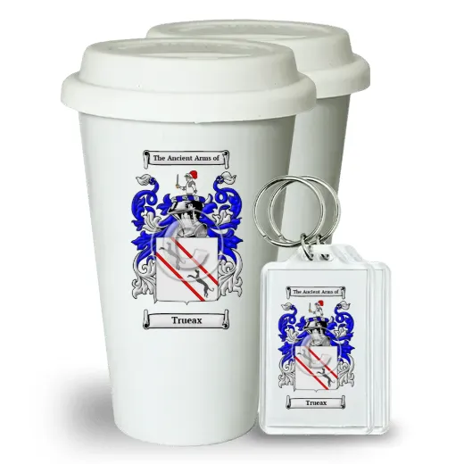 Trueax Pair of Ceramic Tumblers with Lids and Keychains