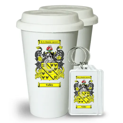 Valley Pair of Ceramic Tumblers with Lids and Keychains