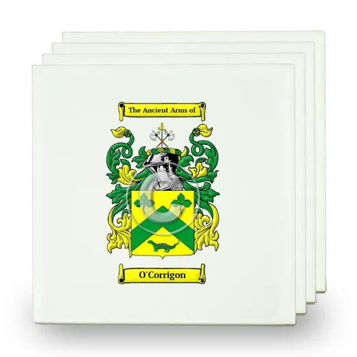 O'Corrigon Set of Four Small Tiles with Coat of Arms