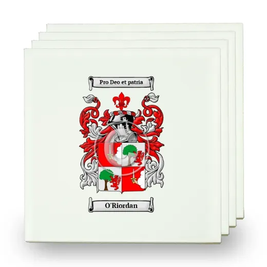 O'Riordan Set of Four Small Tiles with Coat of Arms