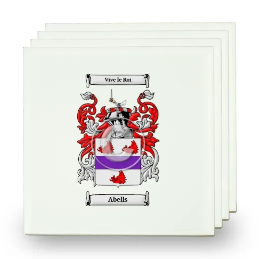 Abells Set of Four Small Tiles with Coat of Arms