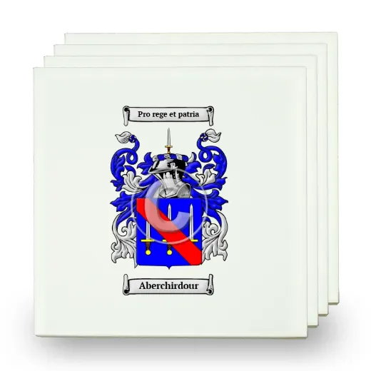 Aberchirdour Set of Four Small Tiles with Coat of Arms
