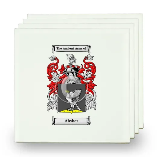 Absher Set of Four Small Tiles with Coat of Arms
