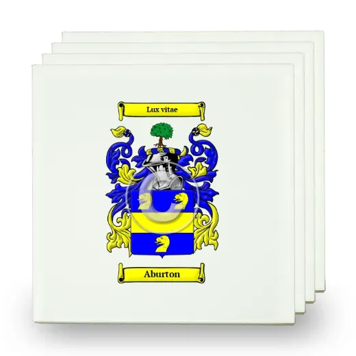 Aburton Set of Four Small Tiles with Coat of Arms