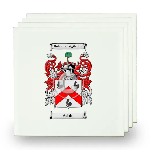 Achin Set of Four Small Tiles with Coat of Arms