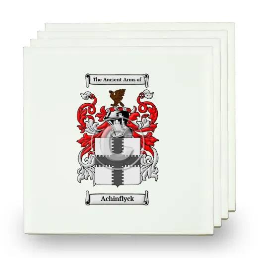Achinflyck Set of Four Small Tiles with Coat of Arms