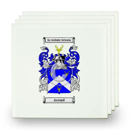 Acroyd Set of Four Small Tiles with Coat of Arms