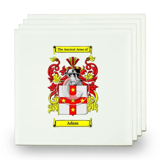 Adam Set of Four Small Tiles with Coat of Arms