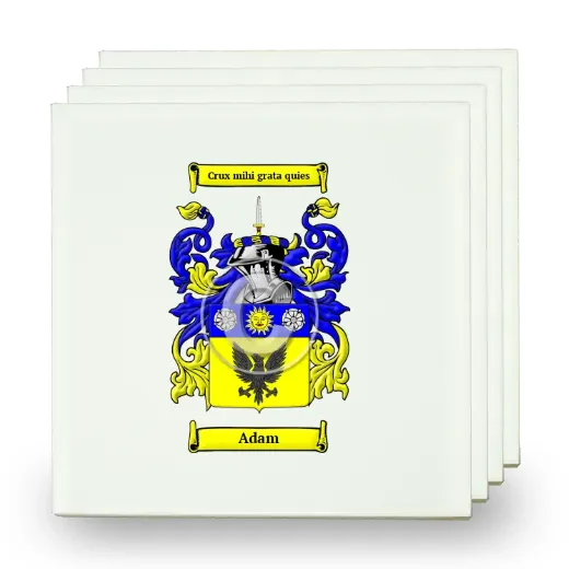 Adam Set of Four Small Tiles with Coat of Arms
