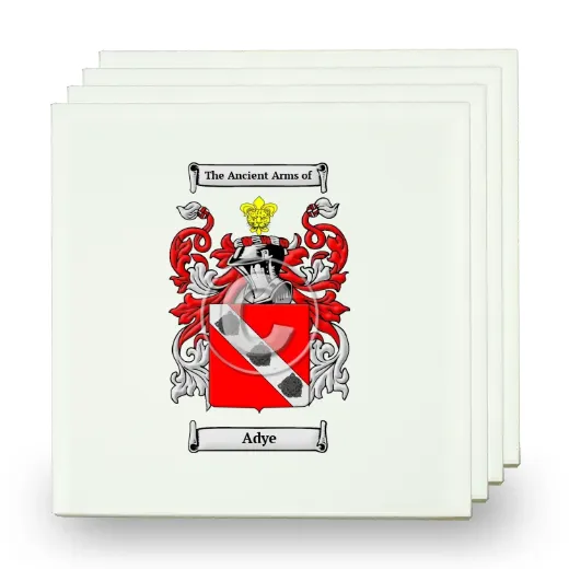 Adye Set of Four Small Tiles with Coat of Arms