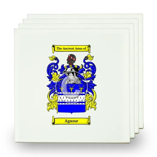 Agasse Set of Four Small Tiles with Coat of Arms