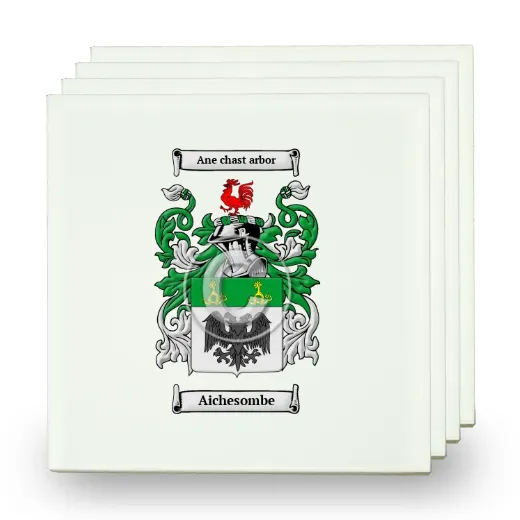 Aichesombe Set of Four Small Tiles with Coat of Arms