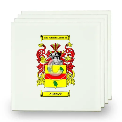 Ailanick Set of Four Small Tiles with Coat of Arms
