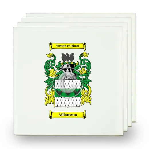 Aillansum Set of Four Small Tiles with Coat of Arms
