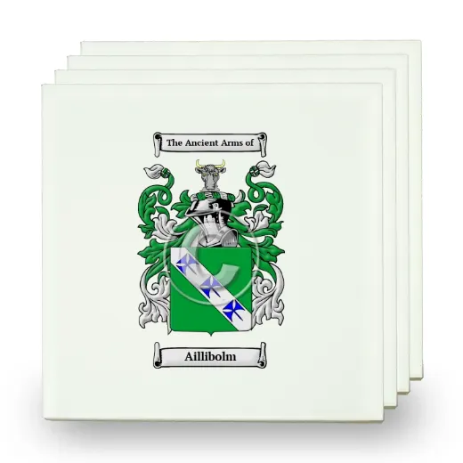Aillibolm Set of Four Small Tiles with Coat of Arms