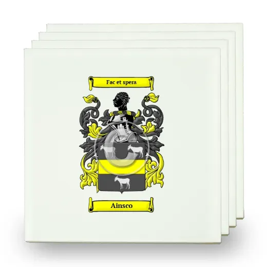 Ainsco Set of Four Small Tiles with Coat of Arms
