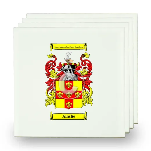 Ainslie Set of Four Small Tiles with Coat of Arms
