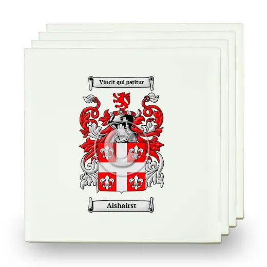 Aishairst Set of Four Small Tiles with Coat of Arms