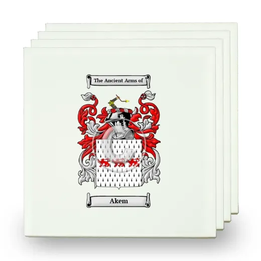 Akem Set of Four Small Tiles with Coat of Arms