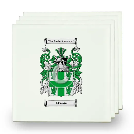 Akenie Set of Four Small Tiles with Coat of Arms