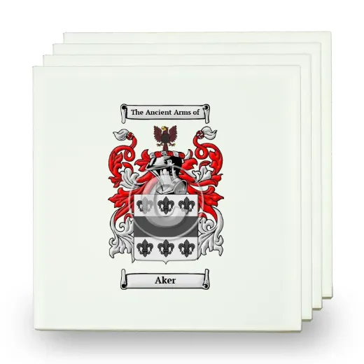 Aker Set of Four Small Tiles with Coat of Arms