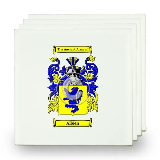 Albien Set of Four Small Tiles with Coat of Arms