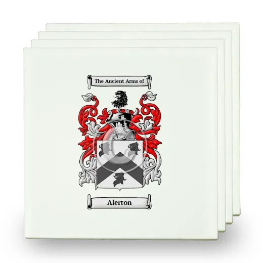 Alerton Set of Four Small Tiles with Coat of Arms