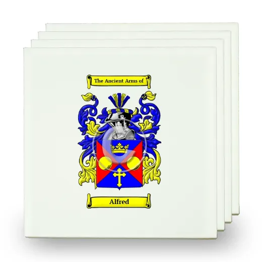 Alfred Set of Four Small Tiles with Coat of Arms