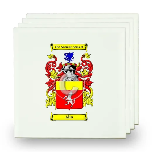 Alin Set of Four Small Tiles with Coat of Arms